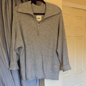 Aerie Light Gray Zip-Up Sweater